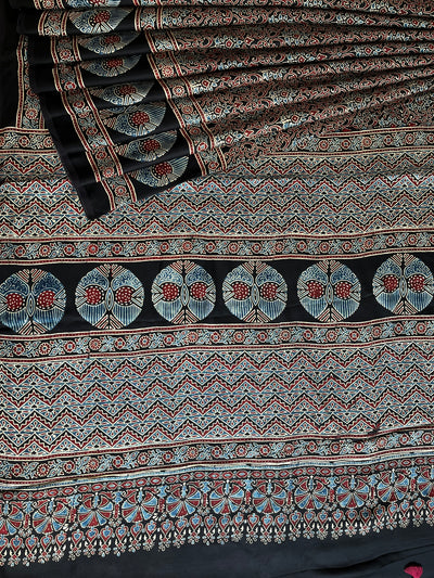 JANKI: HAND BLOCK AJRAKH MODAL SILK SAREE