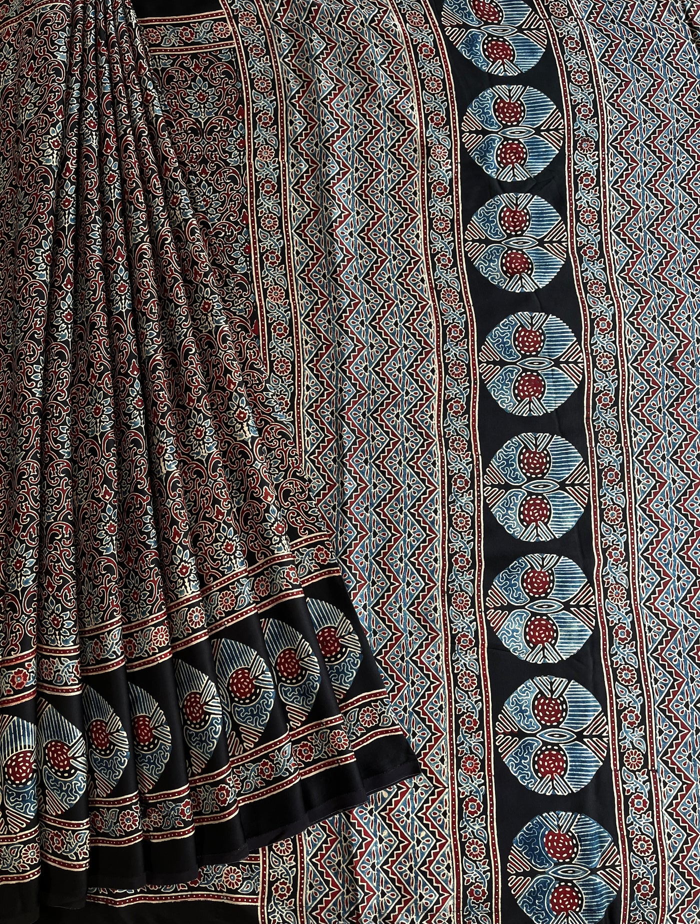 JANKI: HAND BLOCK AJRAKH MODAL SILK SAREE