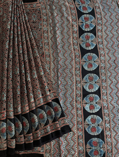 JANKI: HAND BLOCK AJRAKH MODAL SILK SAREE
