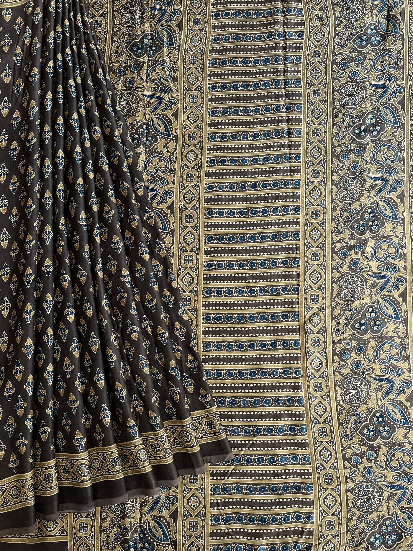 RICHA: HAND BLOCK AJRAKH MODAL SILK SAREE