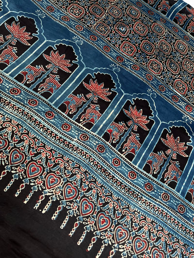 PAVANI: HAND BLOCK AJRAKH MODAL SILK SAREE