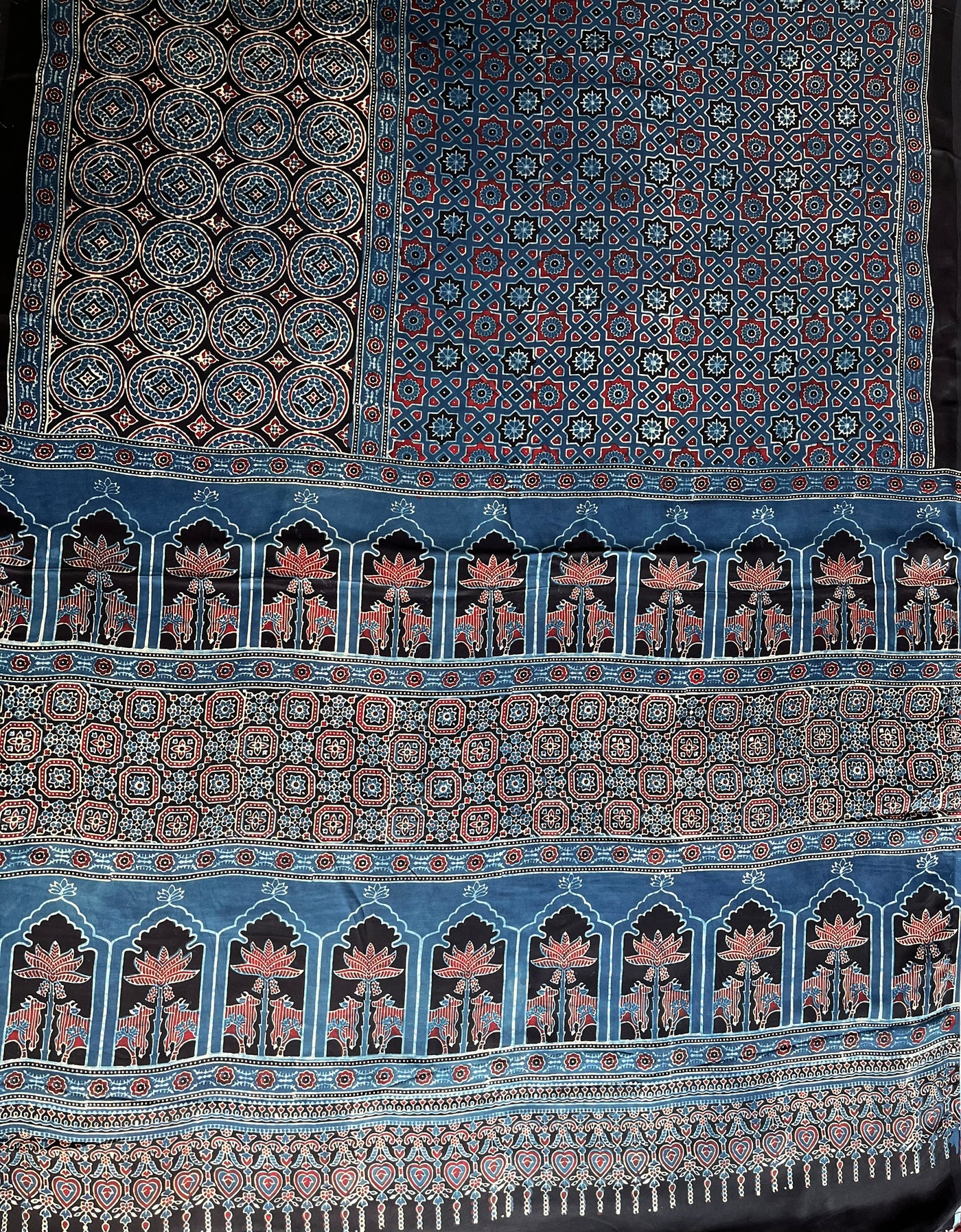 PAVANI: HAND BLOCK AJRAKH MODAL SILK SAREE