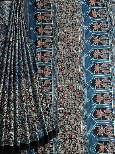 PAVANI: HAND BLOCK AJRAKH MODAL SILK SAREE