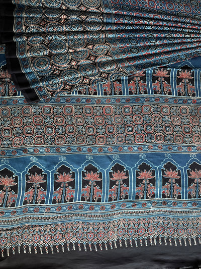 PAVANI: HAND BLOCK AJRAKH MODAL SILK SAREE