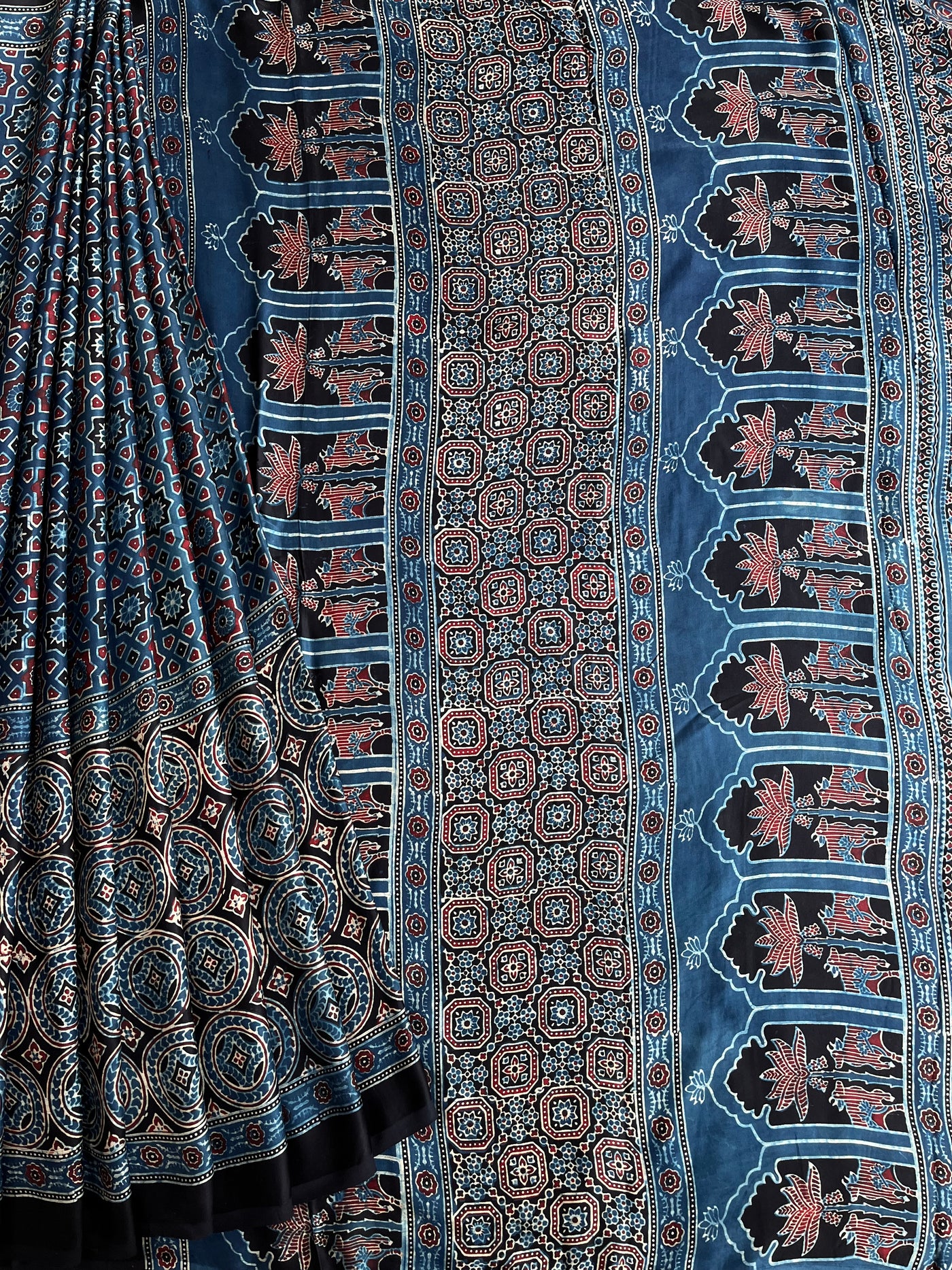 PAVANI: HAND BLOCK AJRAKH MODAL SILK SAREE