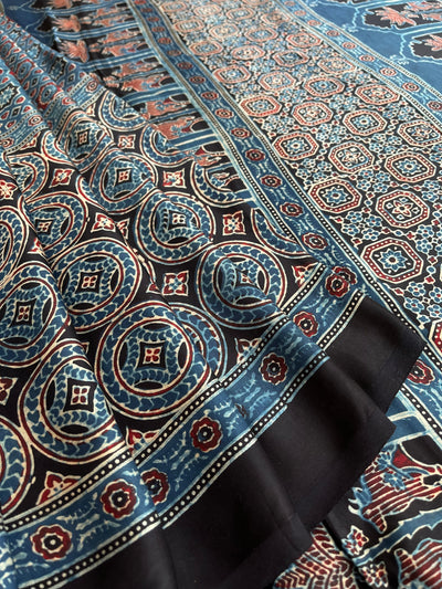 PAVANI: HAND BLOCK AJRAKH MODAL SILK SAREE