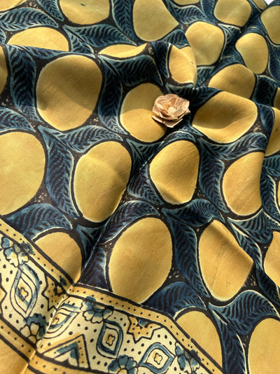 YUTIKA: Handmade Clamp Dyed- Ajrakh Modal Silk Saree