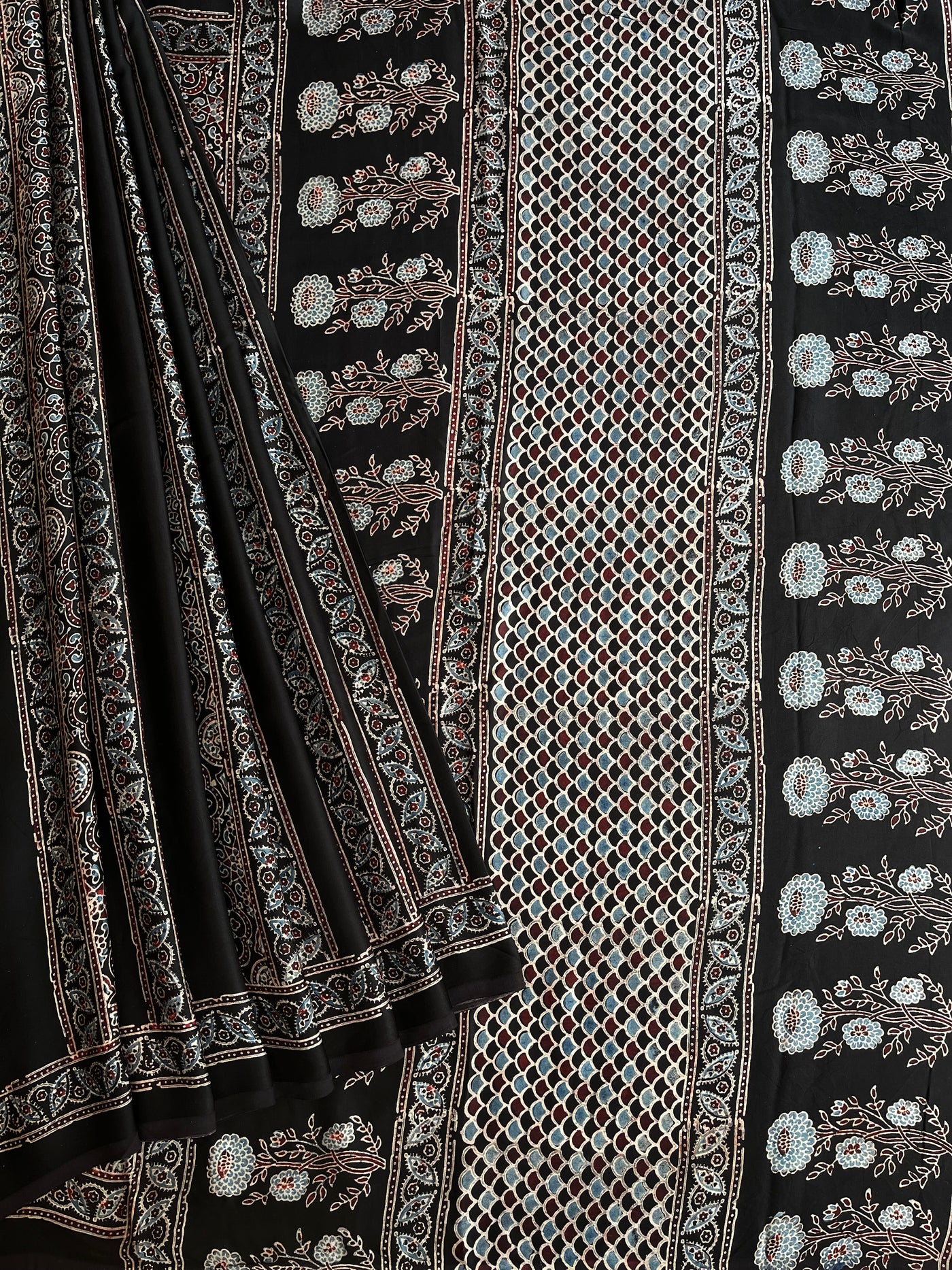 ANJANA: HAND BLOCK AJRAKH MODAL SILK SAREE