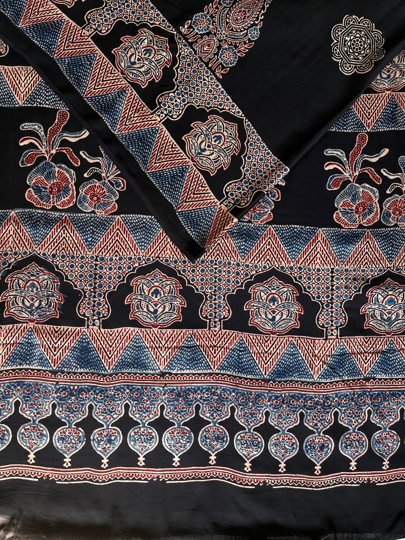 MURALI: HAND BLOCK AJRAKH MODAL SILK SAREE
