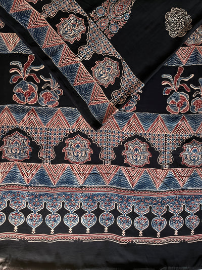 MURALI: HAND BLOCK AJRAKH MODAL SILK SAREE