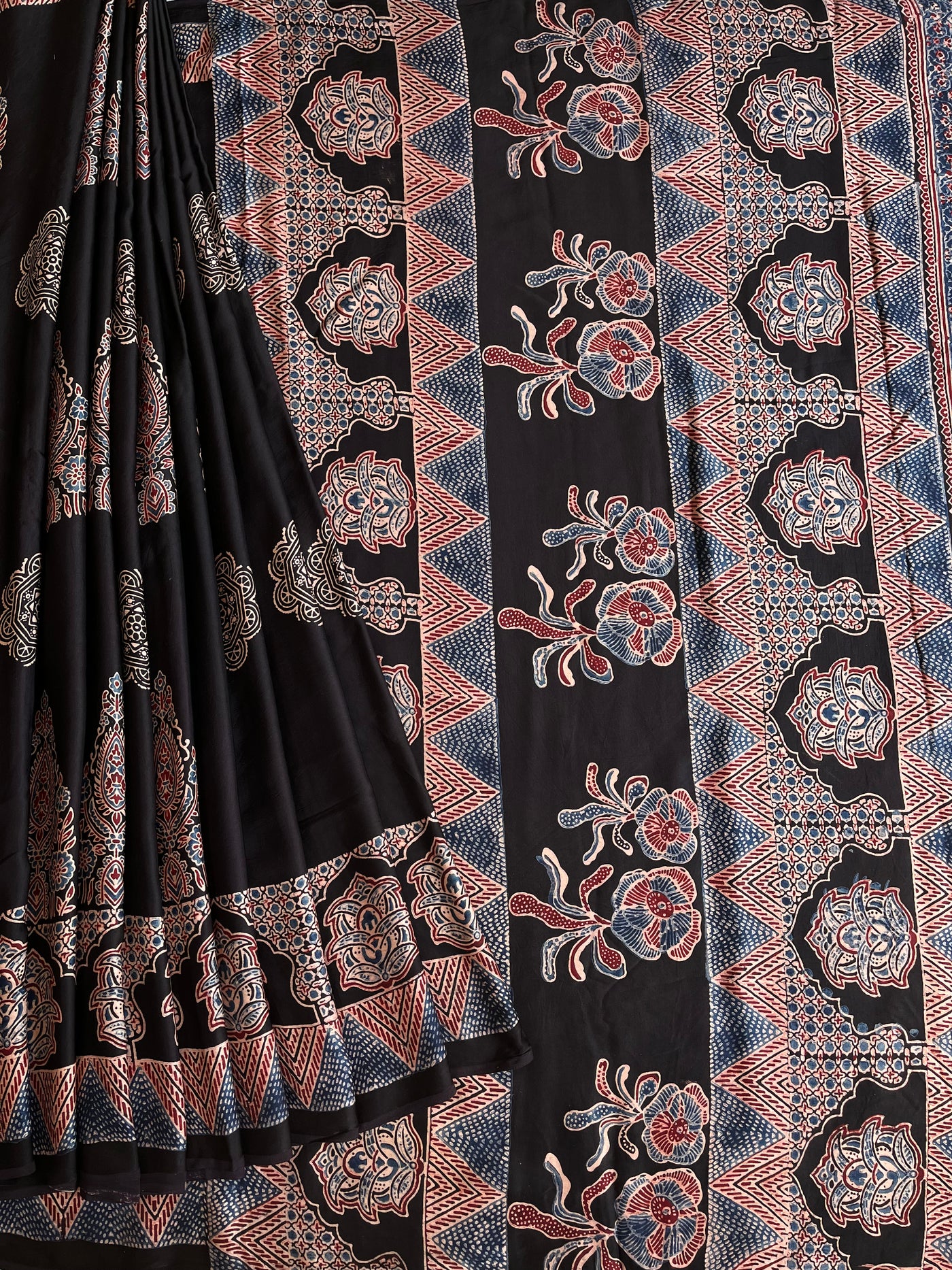 MURALI: HAND BLOCK AJRAKH MODAL SILK SAREE