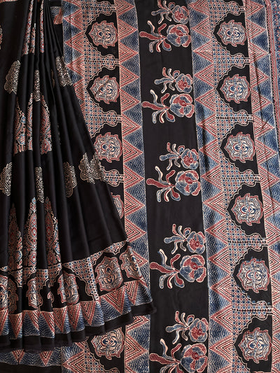 MURALI: HAND BLOCK AJRAKH MODAL SILK SAREE