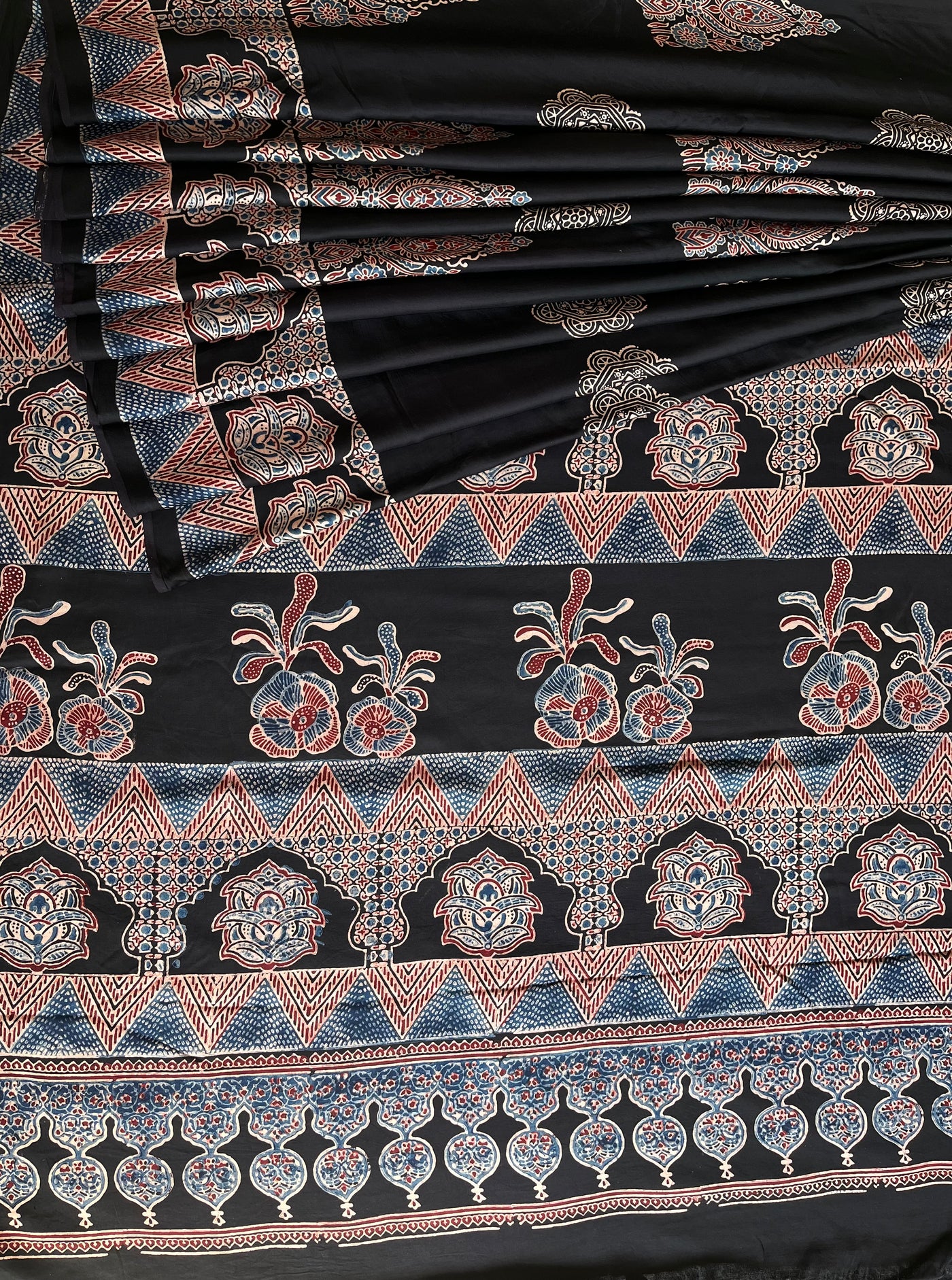 MURALI: HAND BLOCK AJRAKH MODAL SILK SAREE