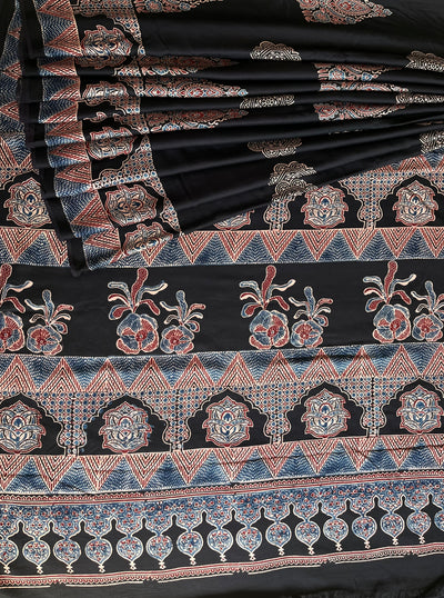 MURALI: HAND BLOCK AJRAKH MODAL SILK SAREE
