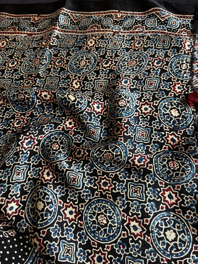 PRISHA: HAND BLOCK AJRAKH MODAL SILK SAREE