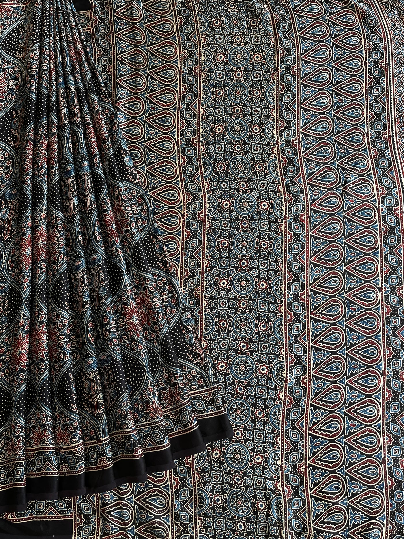 PRISHA: HAND BLOCK AJRAKH MODAL SILK SAREE