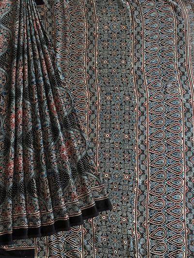PRISHA: HAND BLOCK AJRAKH MODAL SILK SAREE