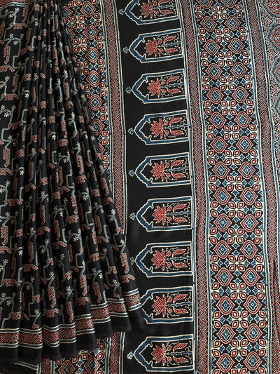 OJAL: HAND BLOCK AJRAKH MODAL SILK SAREE