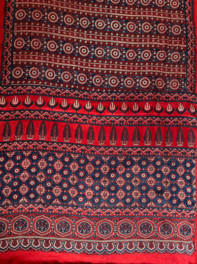 TAPASVI: HAND BLOCK AJRAKH MODAL SILK SAREE