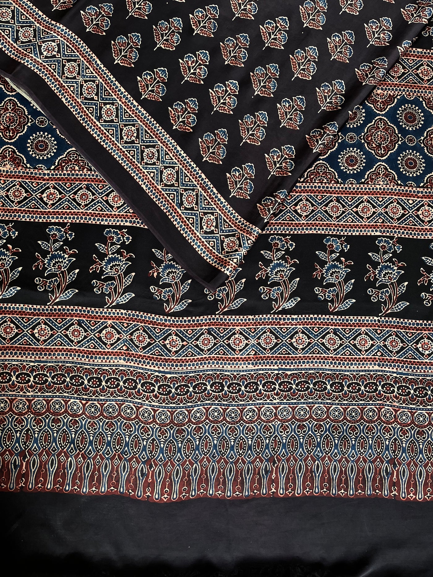 SIYA: HAND BLOCK AJRAKH MODAL SILK SAREE