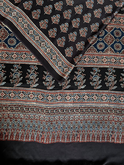 SIYA: HAND BLOCK AJRAKH MODAL SILK SAREE