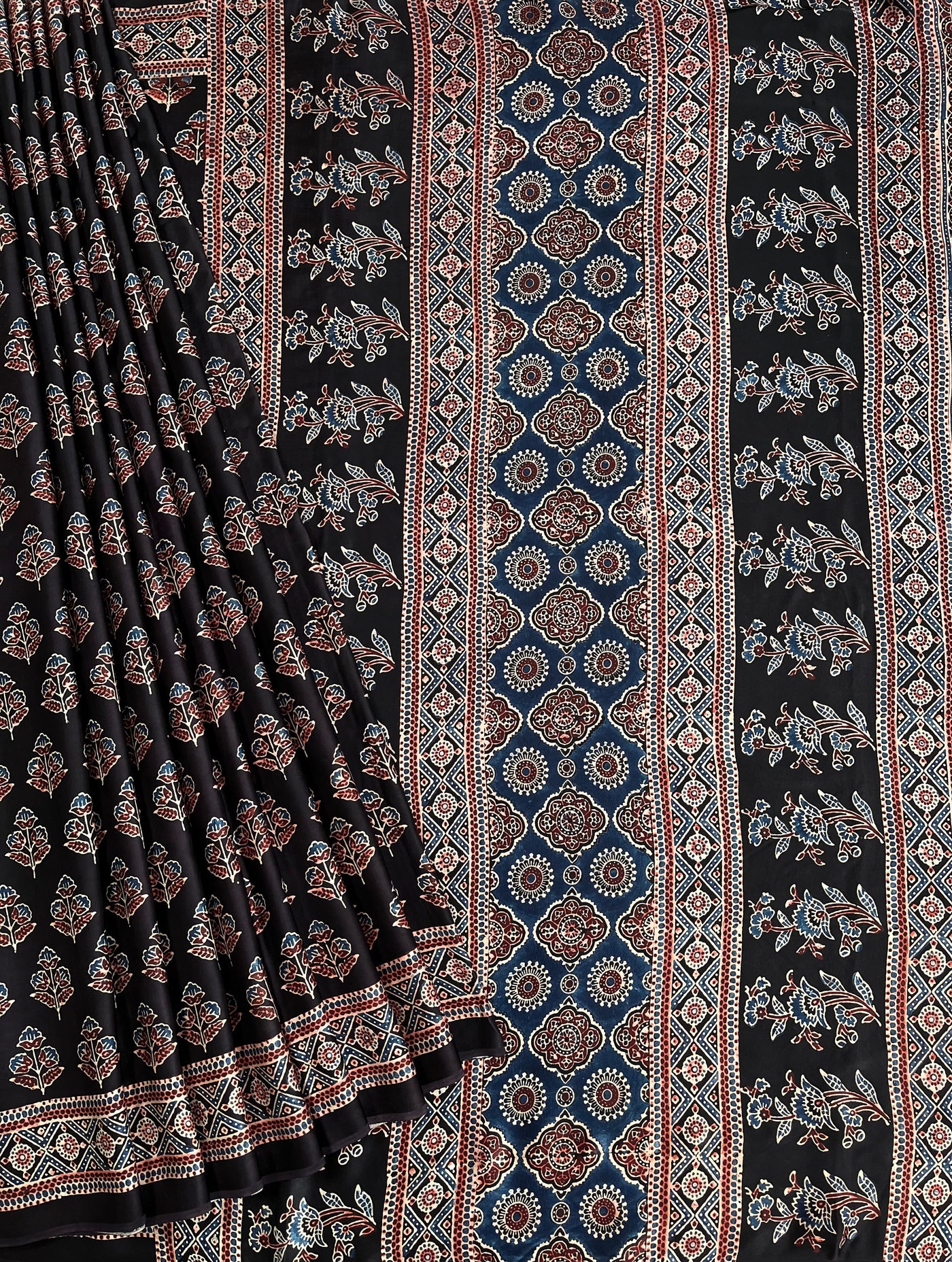 SIYA: HAND BLOCK AJRAKH MODAL SILK SAREE