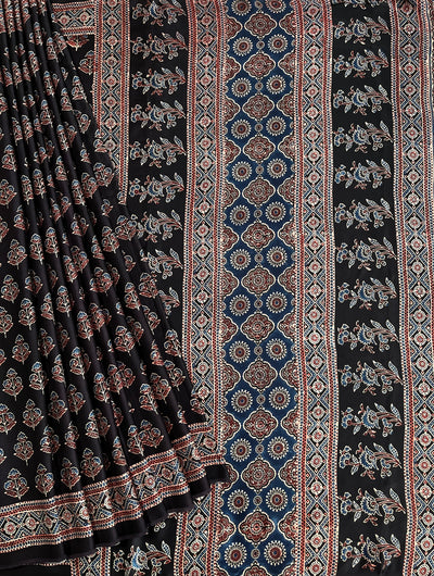 SIYA: HAND BLOCK AJRAKH MODAL SILK SAREE