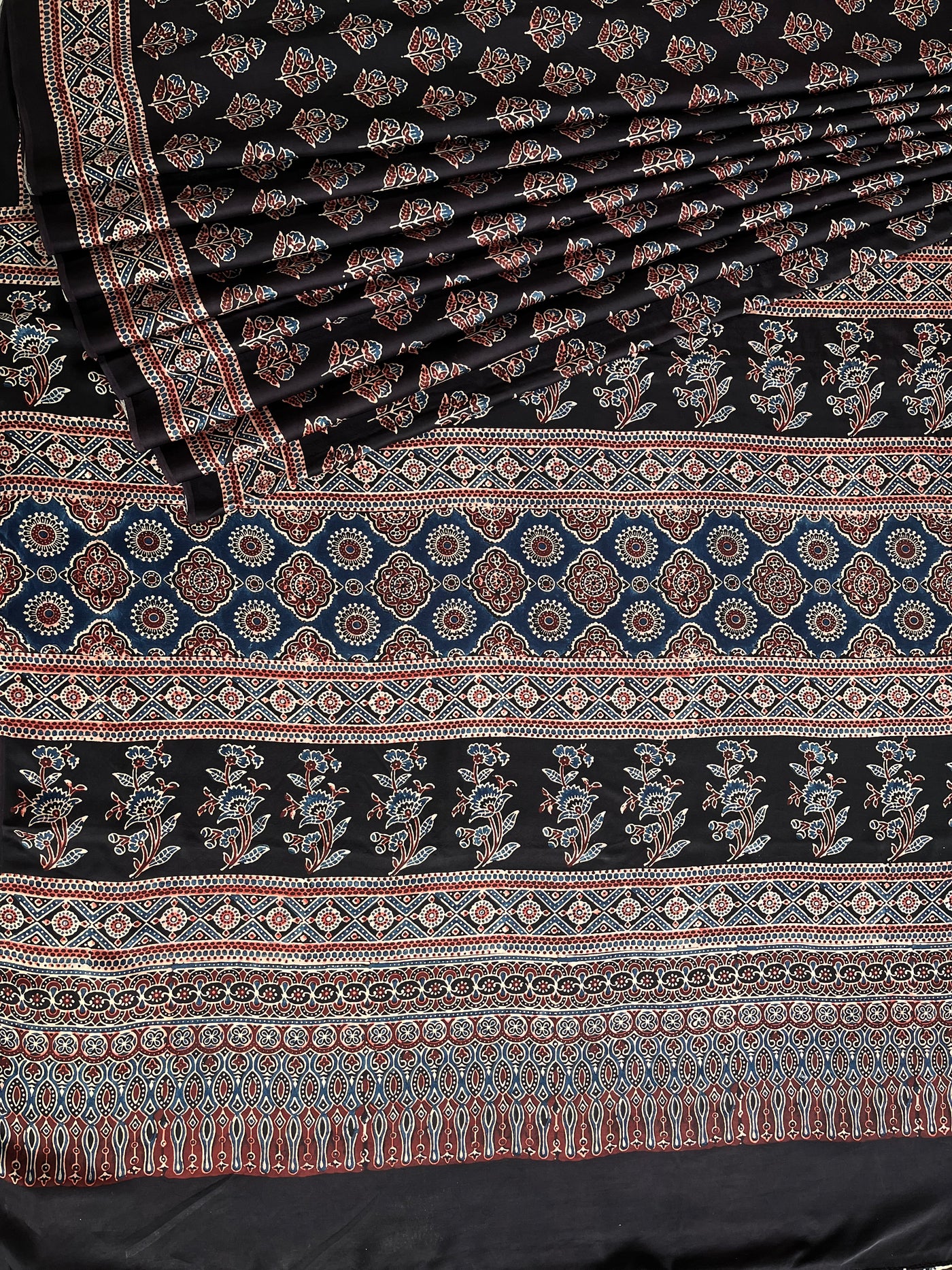 SIYA: HAND BLOCK AJRAKH MODAL SILK SAREE
