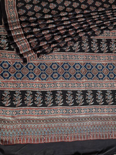 SIYA: HAND BLOCK AJRAKH MODAL SILK SAREE