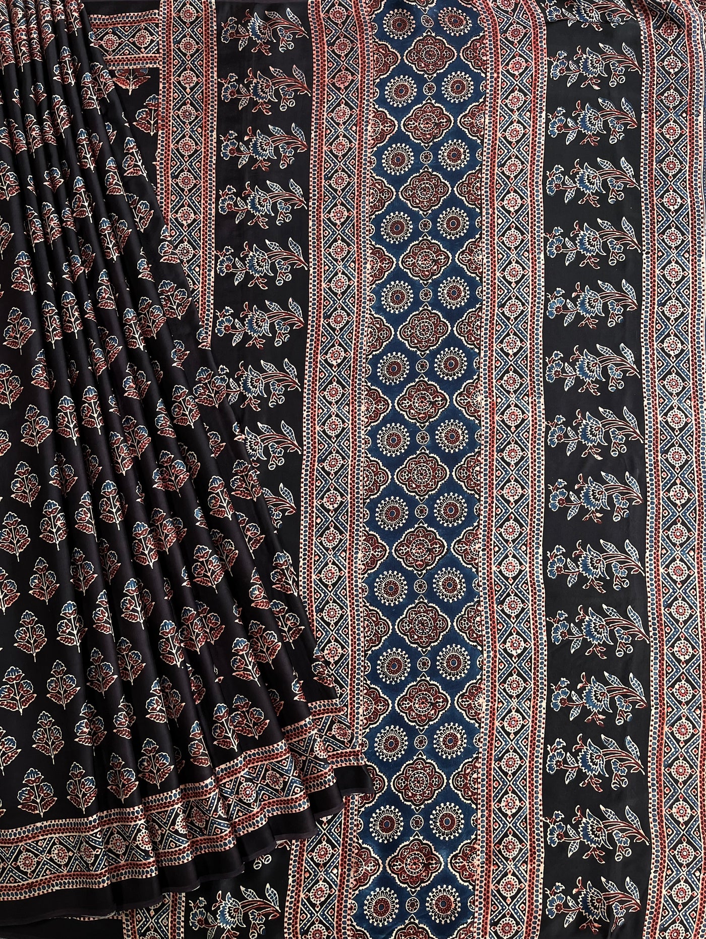 SIYA: HAND BLOCK AJRAKH MODAL SILK SAREE