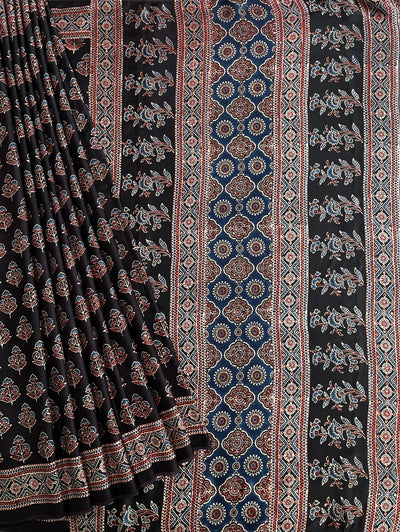 SIYA: HAND BLOCK AJRAKH MODAL SILK SAREE