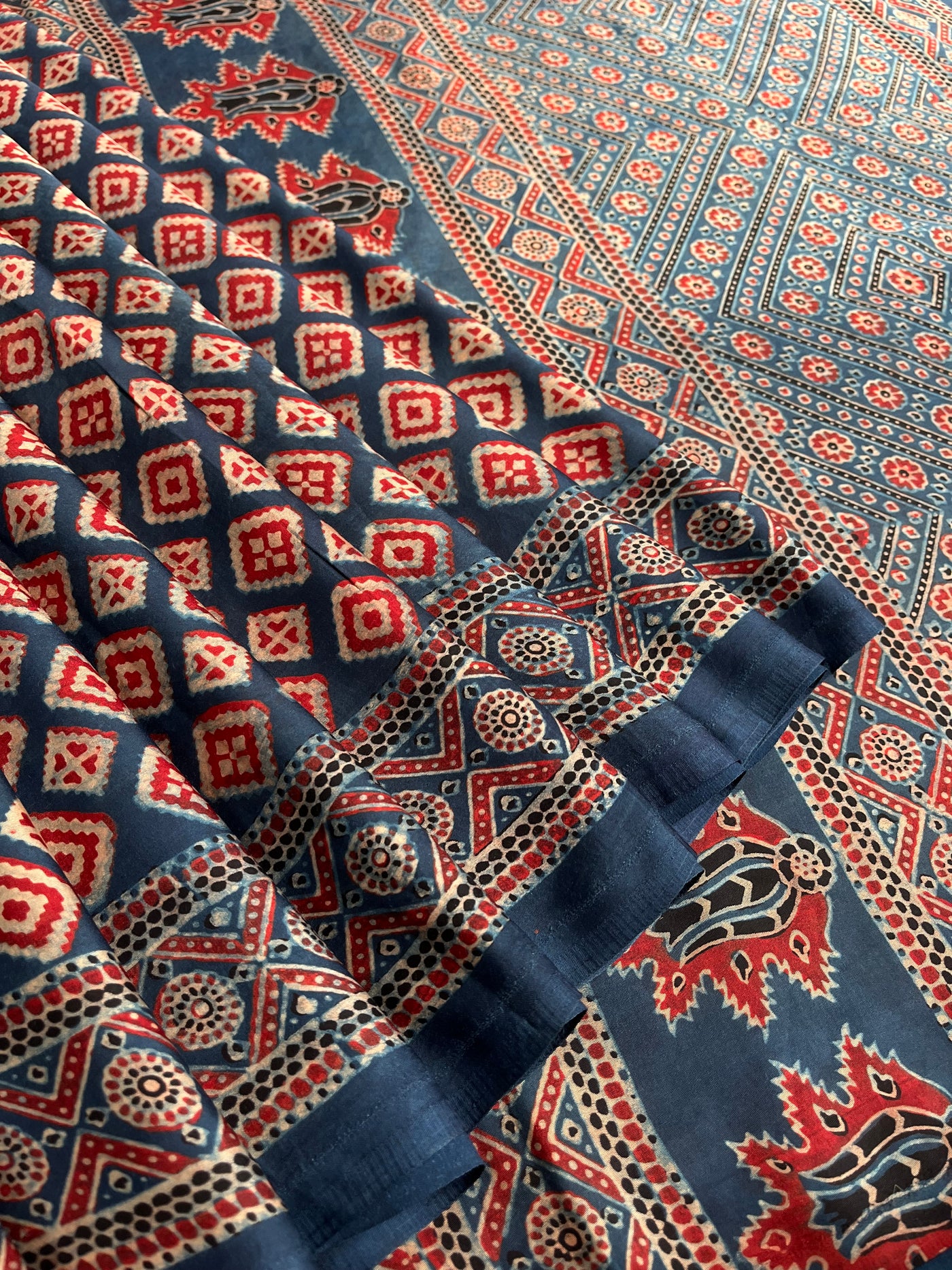 SNIGDHA: HAND BLOCK AJRAKH MODAL SILK SAREE