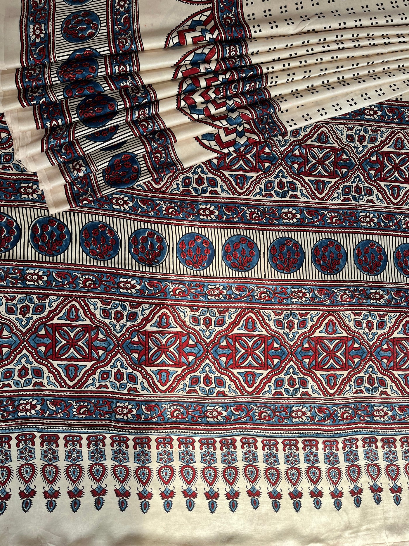 HARSHITA: HAND BLOCK AJRAKH MODAL SILK SAREE