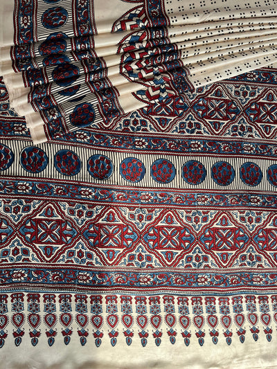HARSHITA: HAND BLOCK AJRAKH MODAL SILK SAREE