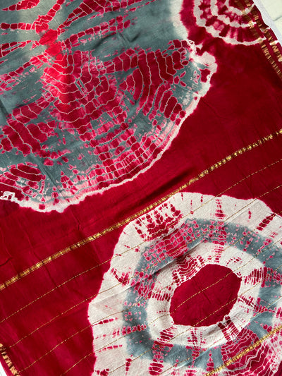 KANCHAN: HANDBLOCK BAGRU PRINT CHANDERI SILK-COTT SAREE WITH ZARI BORDER.