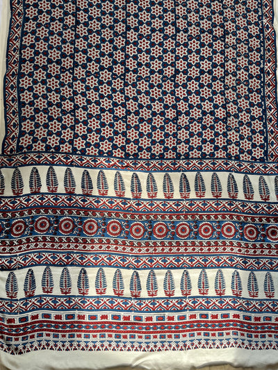 GANIKA: HAND BLOCK AJRAKH MODAL SILK SAREE