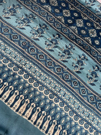 KHWAISH: HAND BLOCK AJRAKH MODAL SILK SAREE