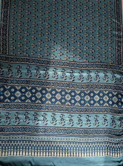 KHWAISH: HAND BLOCK AJRAKH MODAL SILK SAREE
