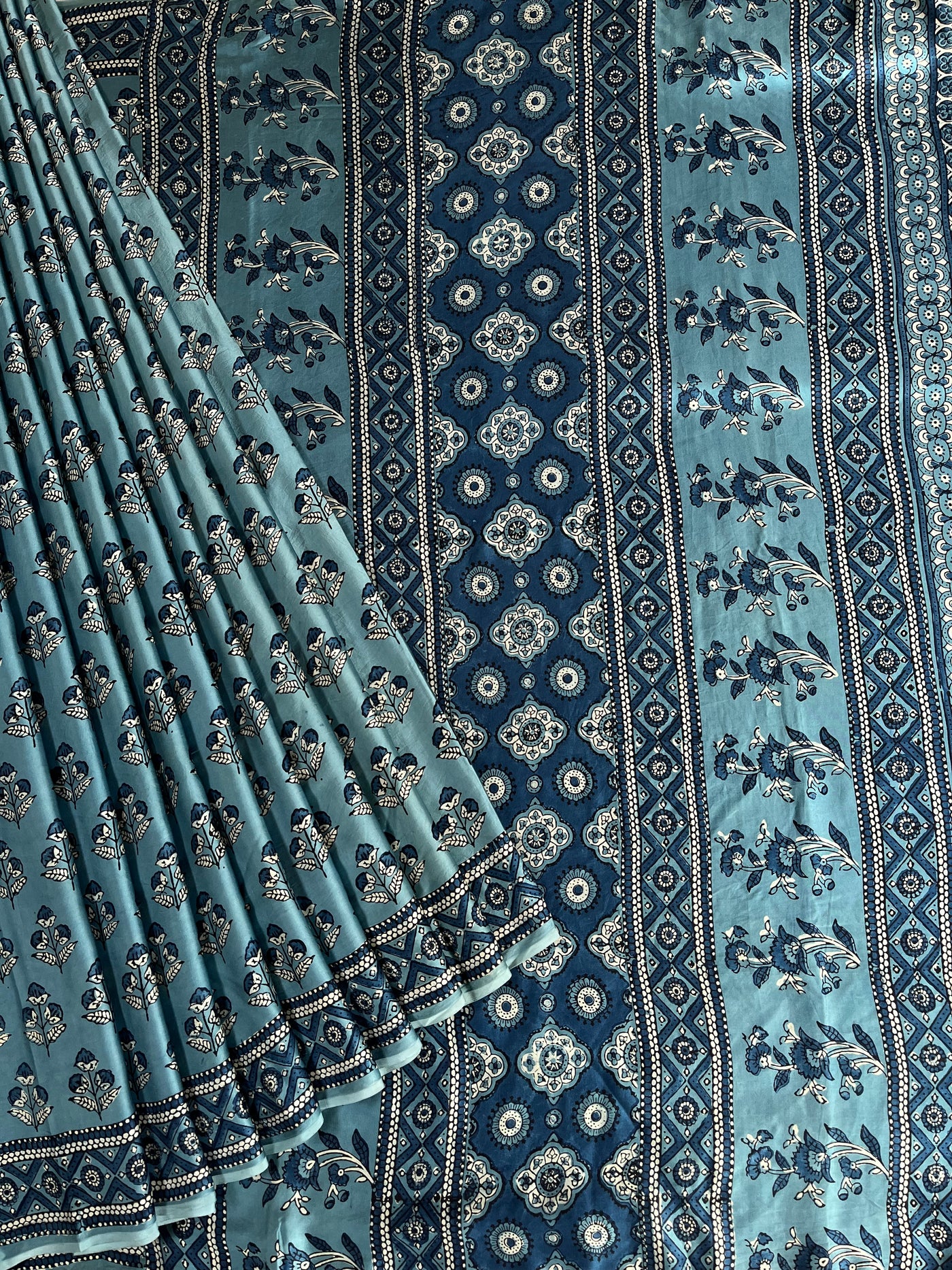 KHWAISH: HAND BLOCK AJRAKH MODAL SILK SAREE