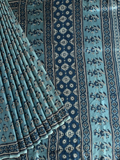 KHWAISH: HAND BLOCK AJRAKH MODAL SILK SAREE