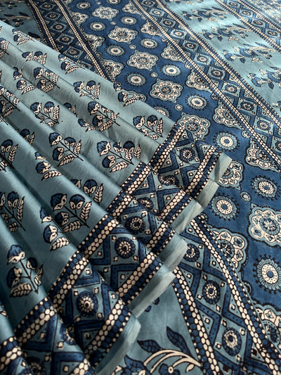 KHWAISH: HAND BLOCK AJRAKH MODAL SILK SAREE