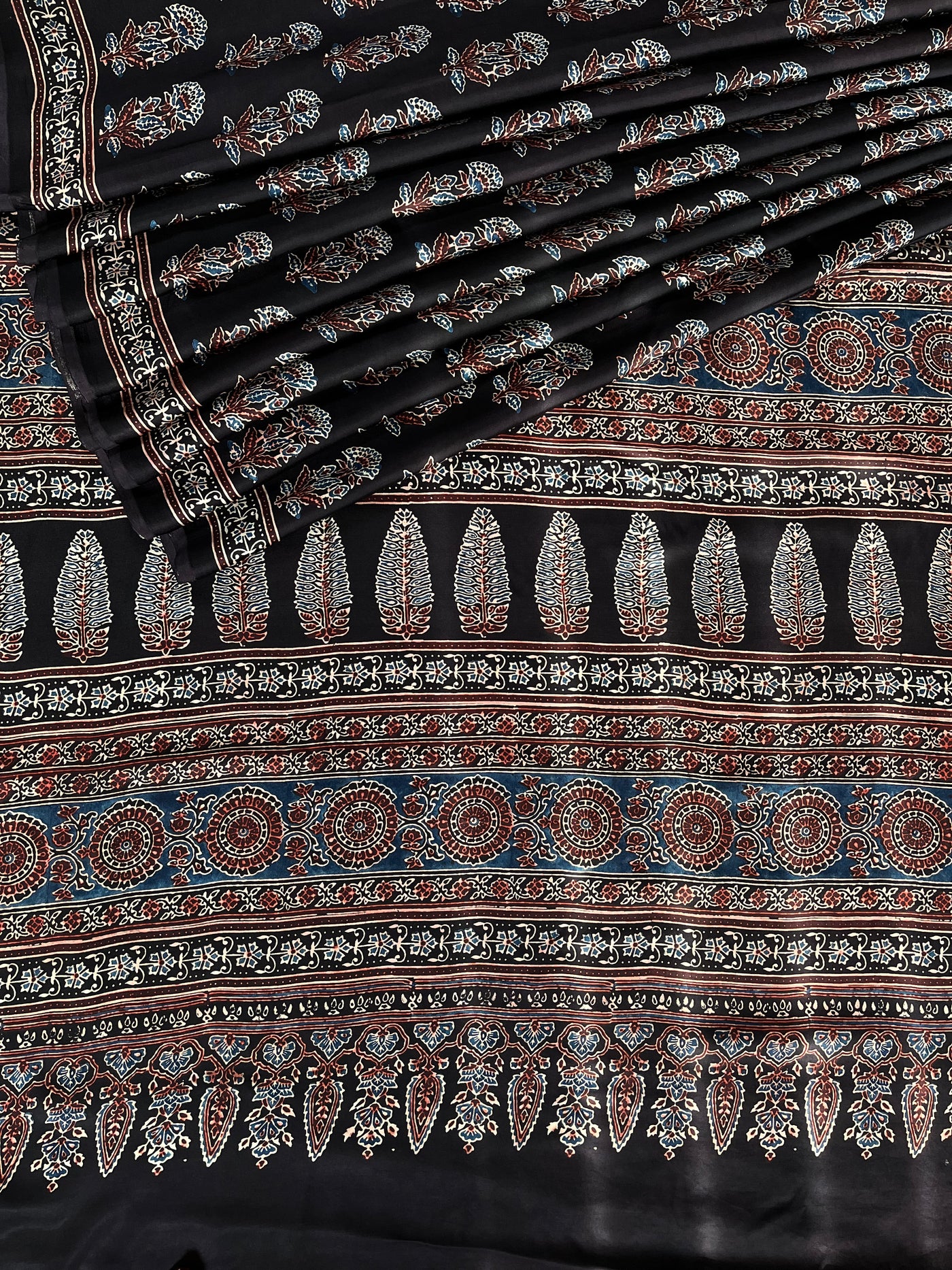 NEHA: HAND BLOCK AJRAKH MODAL SILK SAREE