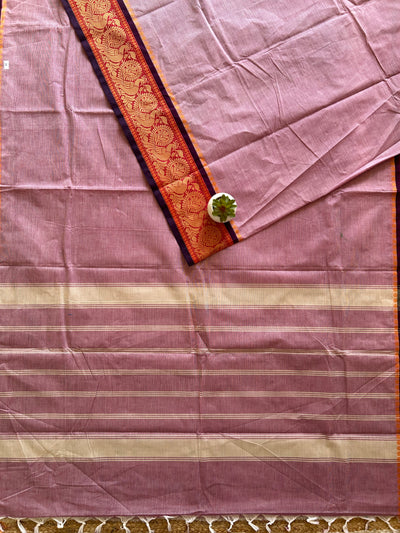 Gulabo:KANCHIPURAM PURE COTTON SAREE WITH BODERS.