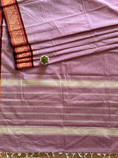 Gulabo:KANCHIPURAM PURE COTTON SAREE WITH BODERS.