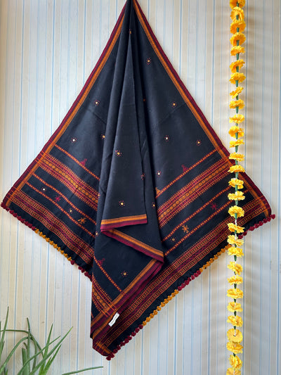 Star’s in your sky: HANDLOOM BHUJODI SHAWL WITH KUTCHI MIRROR WORK