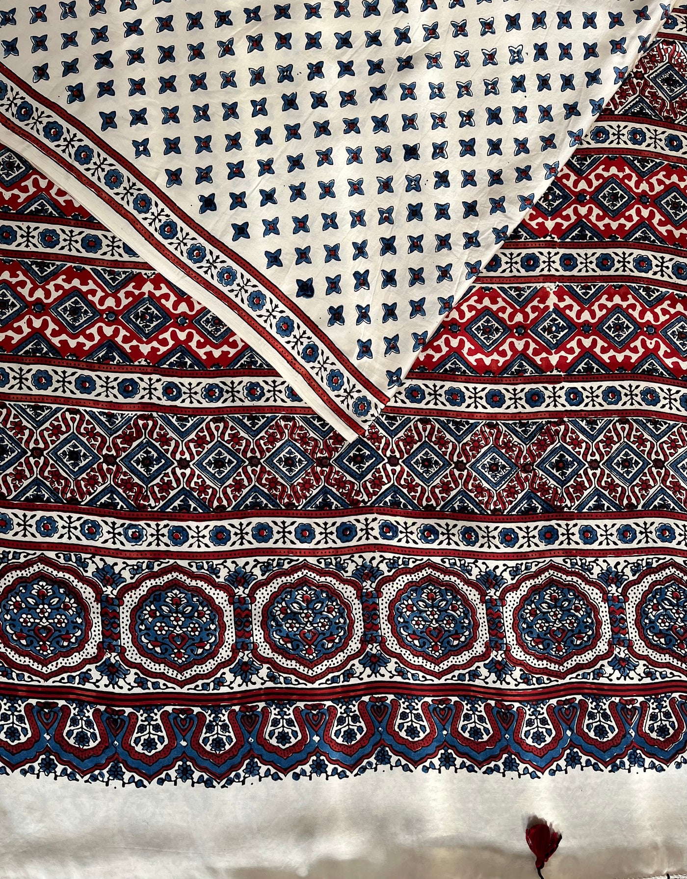 PALAK: HAND BLOCK AJRAKH MODAL SILK SAREE