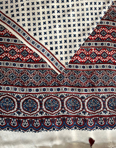 PALAK: HAND BLOCK AJRAKH MODAL SILK SAREE