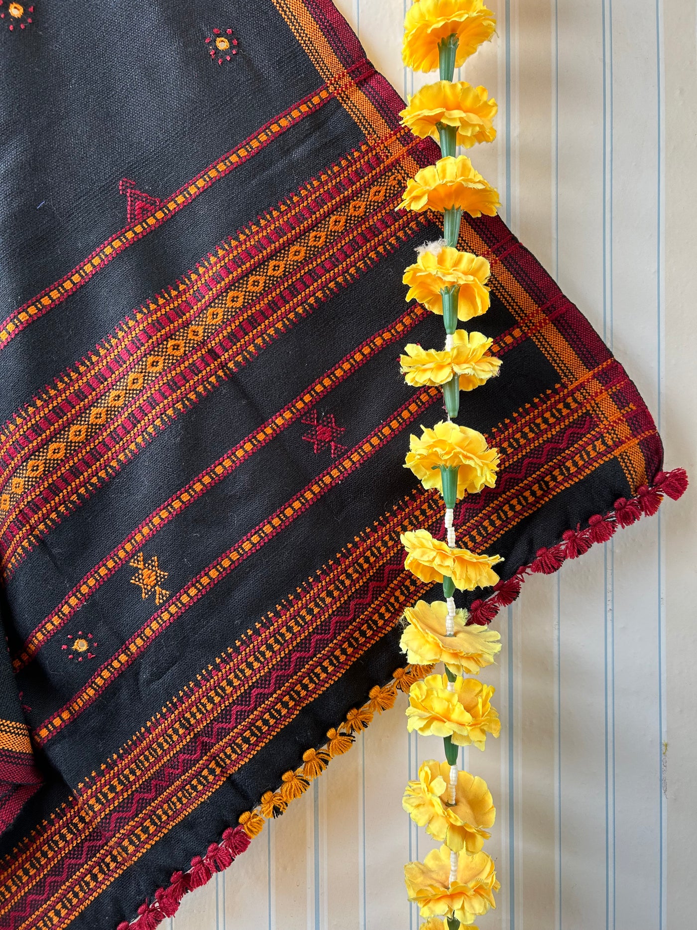 Star’s in your sky: HANDLOOM BHUJODI SHAWL WITH KUTCHI MIRROR WORK