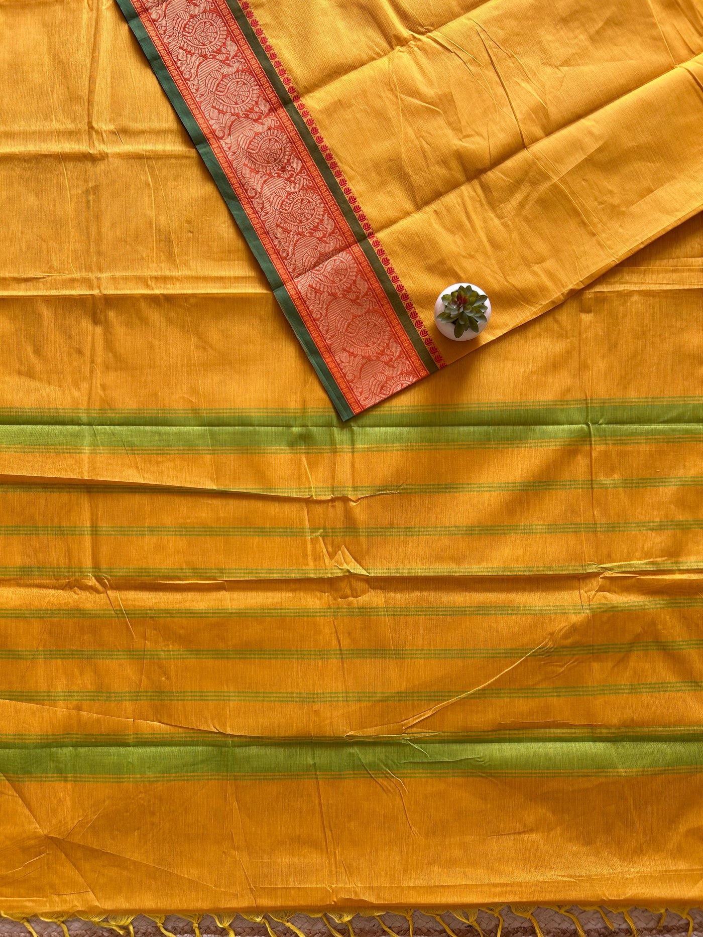 Manjula:KANCHIPURAM PURE COTTON SAREE WITH BODERS.