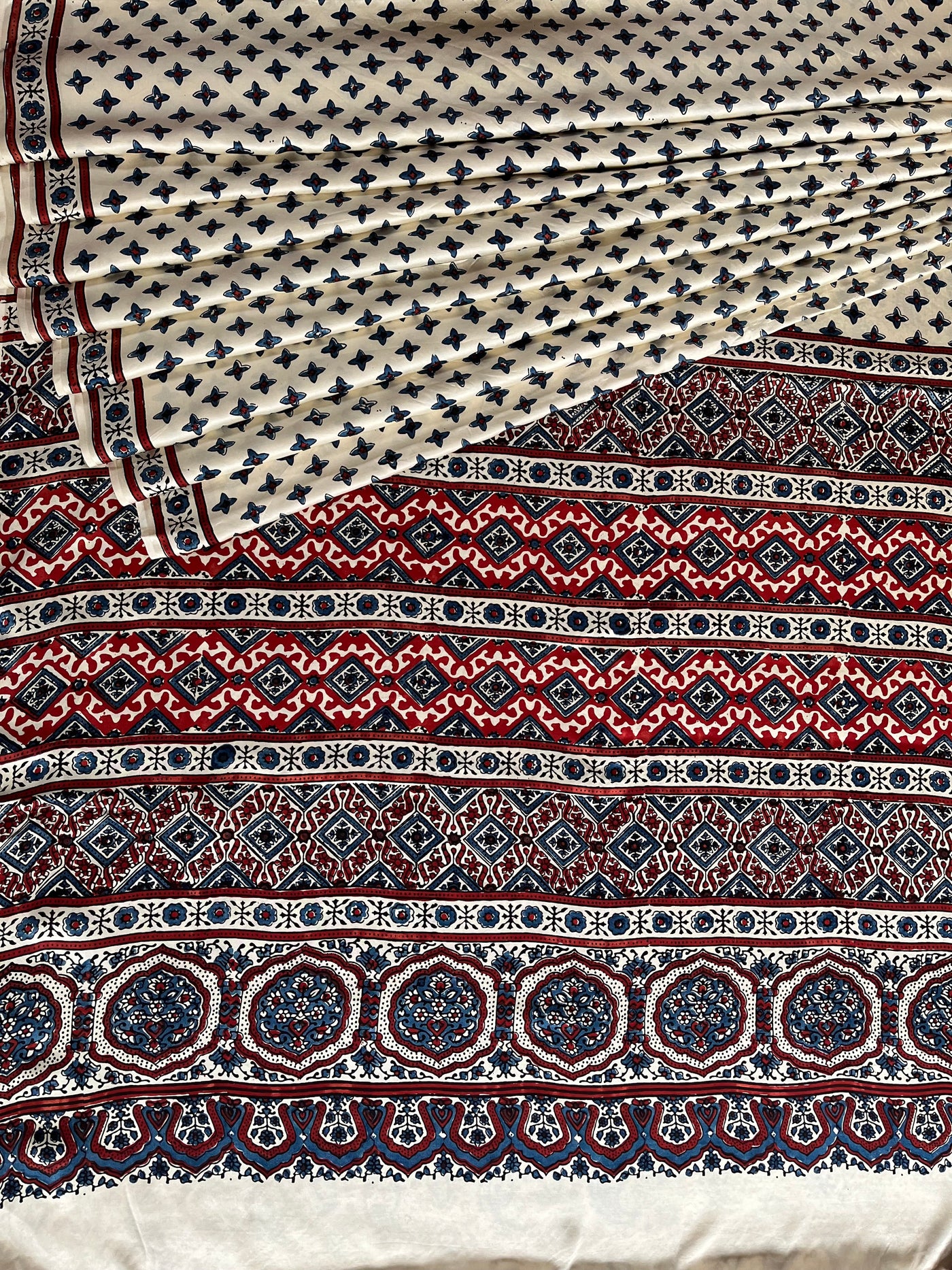 PALAK: HAND BLOCK AJRAKH MODAL SILK SAREE